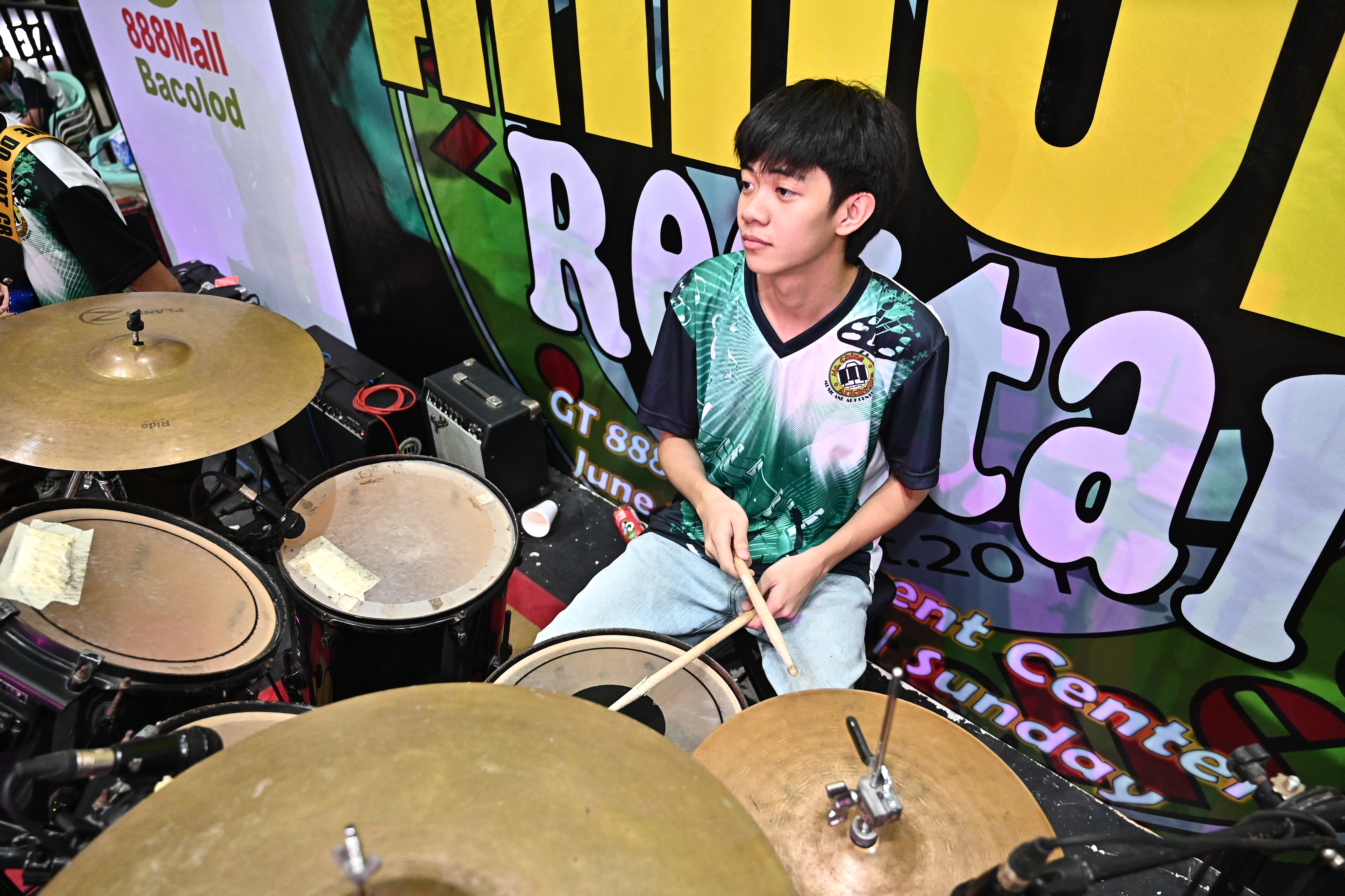 Playing drums